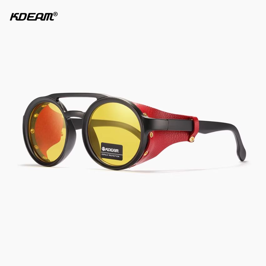 KDEAM KD179 Fashion Shield Couro Lateral UV400